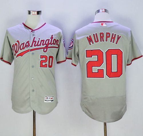 Nationals #20 Daniel Murphy Grey Flexbase Authentic Collection Stitched MLB Jersey - Click Image to Close